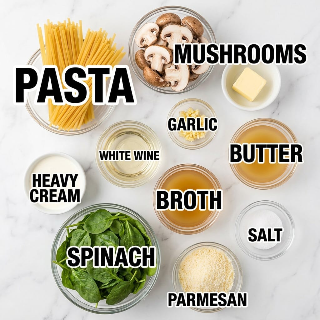 Creamy Spinach Mushroom One Pot Pasta