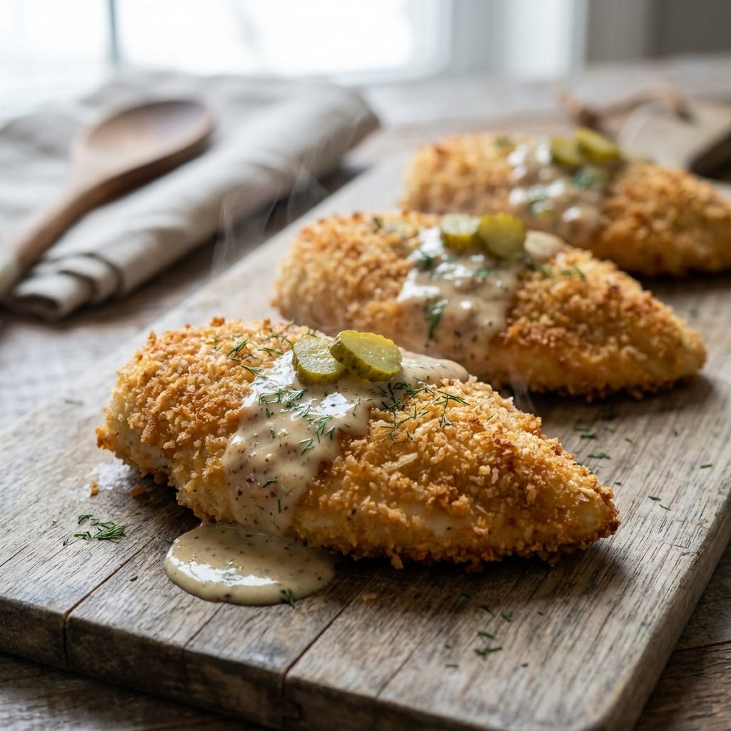 Crispy Dill Pickle Parmesan Chicken