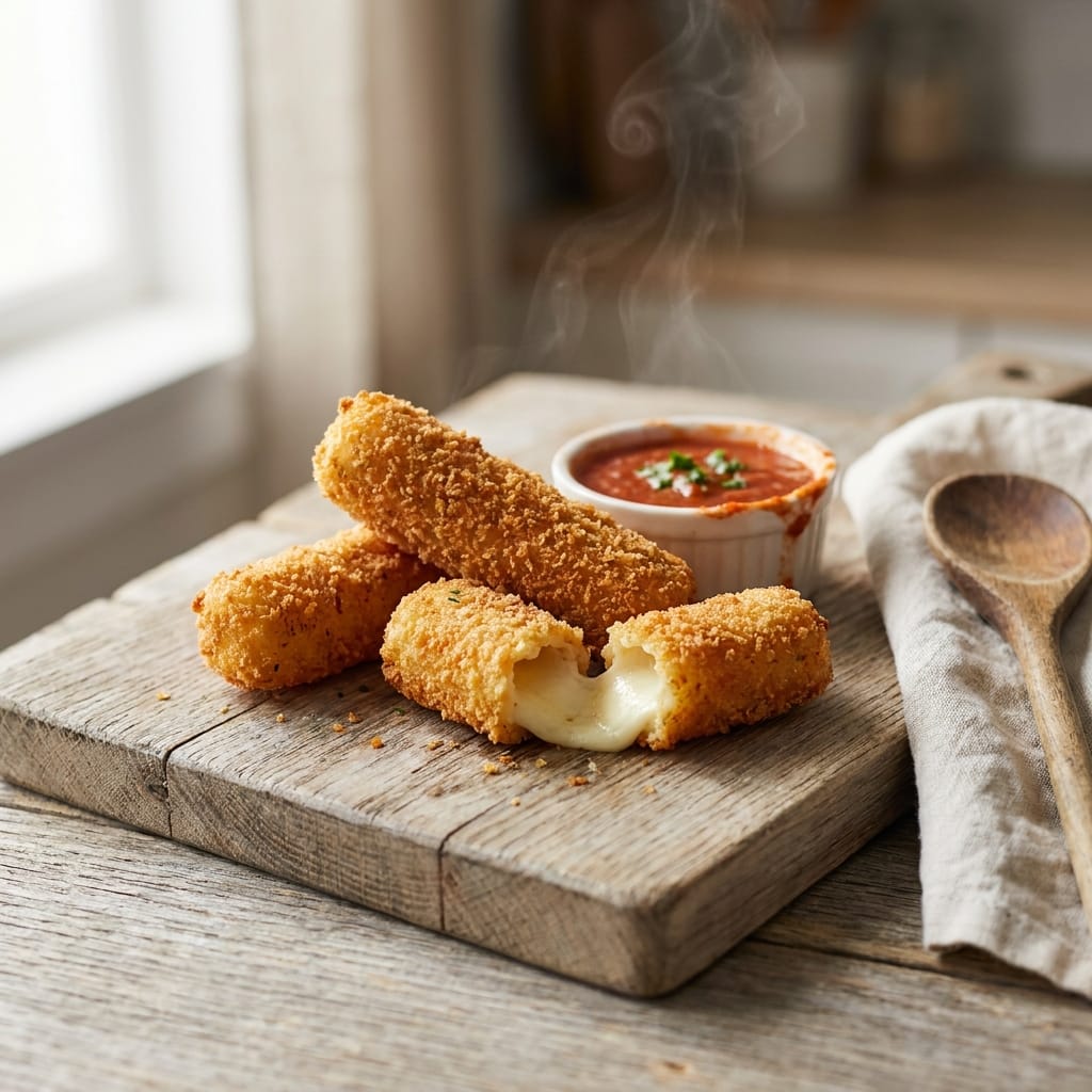 Crispy homemade mozzarella sticks