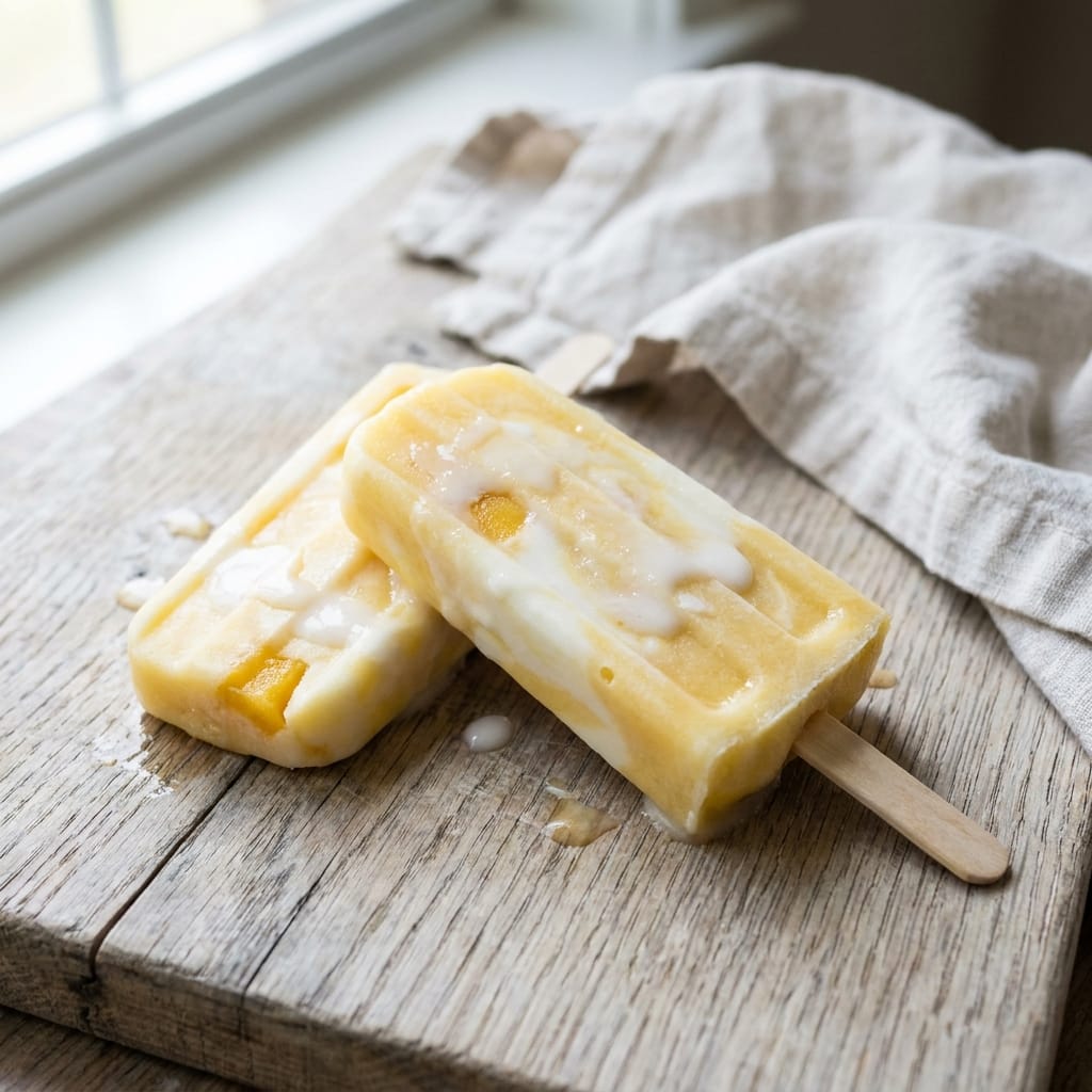 Frozen Mango Coconut Yogurt Popsicles