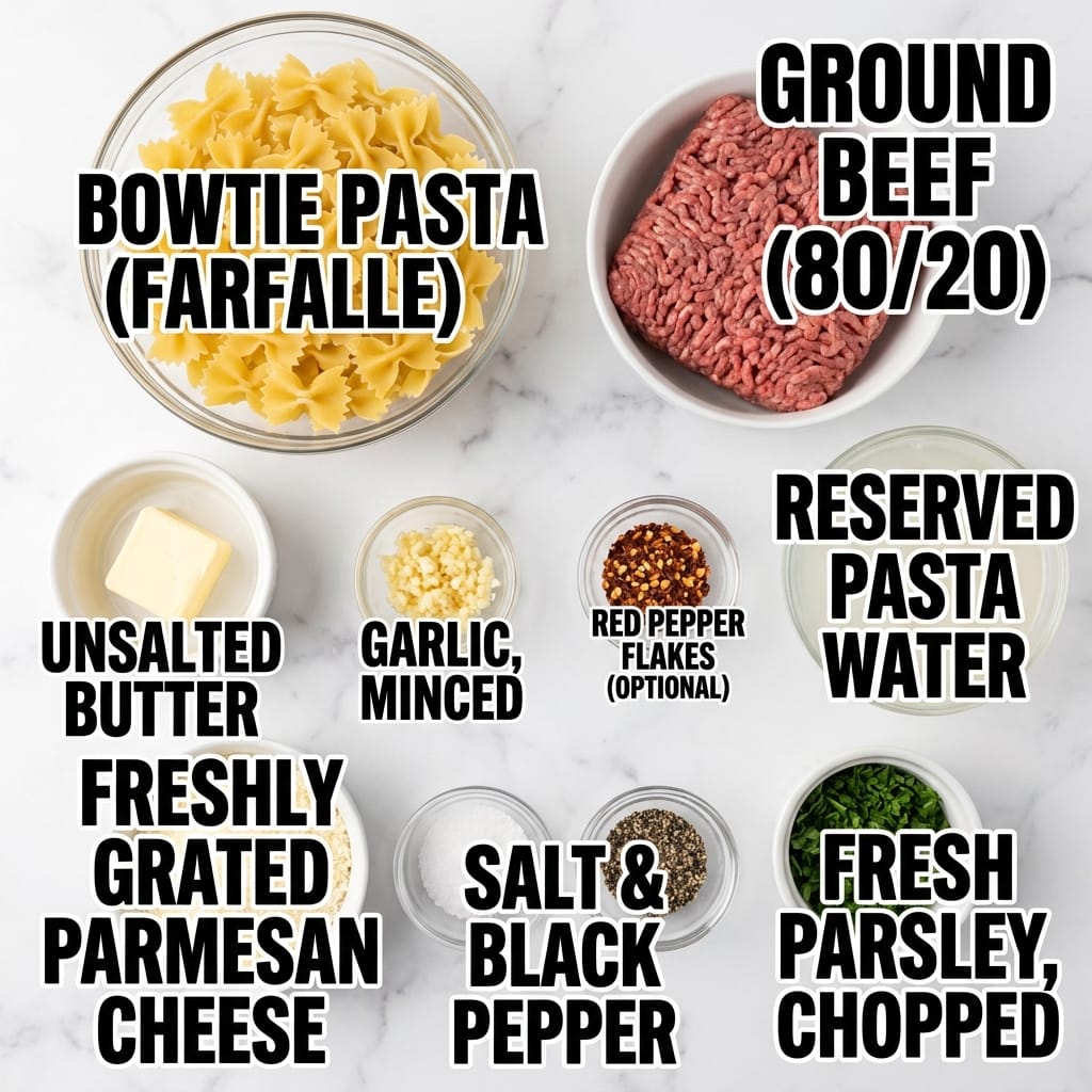 Garlic Butter Bowtie Pasta with Beef – Simple, Savory & Perfect