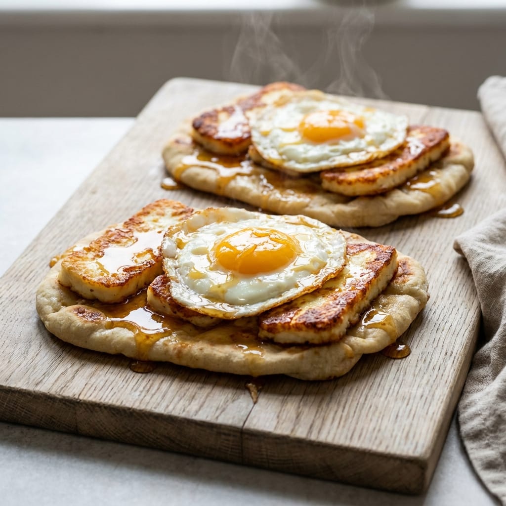 Hot Honey Halloumi Breakfast Flatbreads