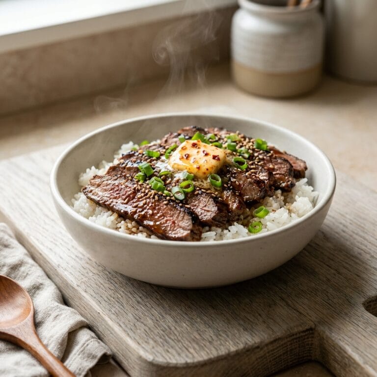 Korean BBQ Steak Rice Bowl with Gochujang Butter