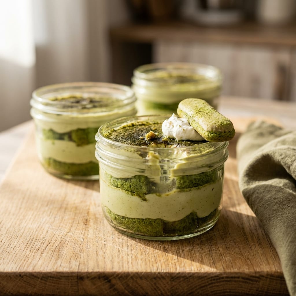 Matcha Tiramisu Pudding Jars