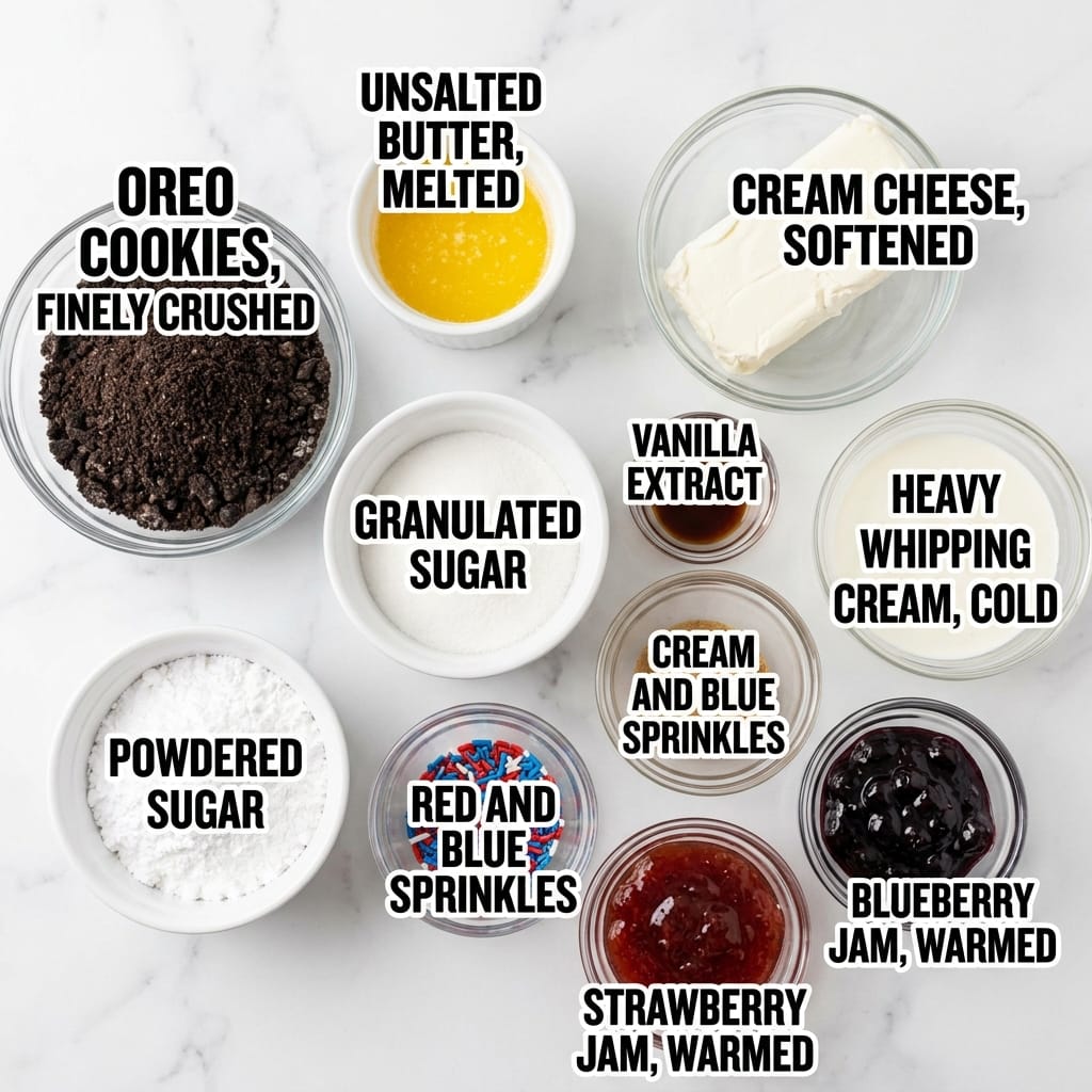 No Bake Fireworks Oreo Cheesecake