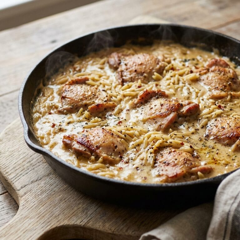 One-Pan Creamy Tuscan Chicken Orzo Bake