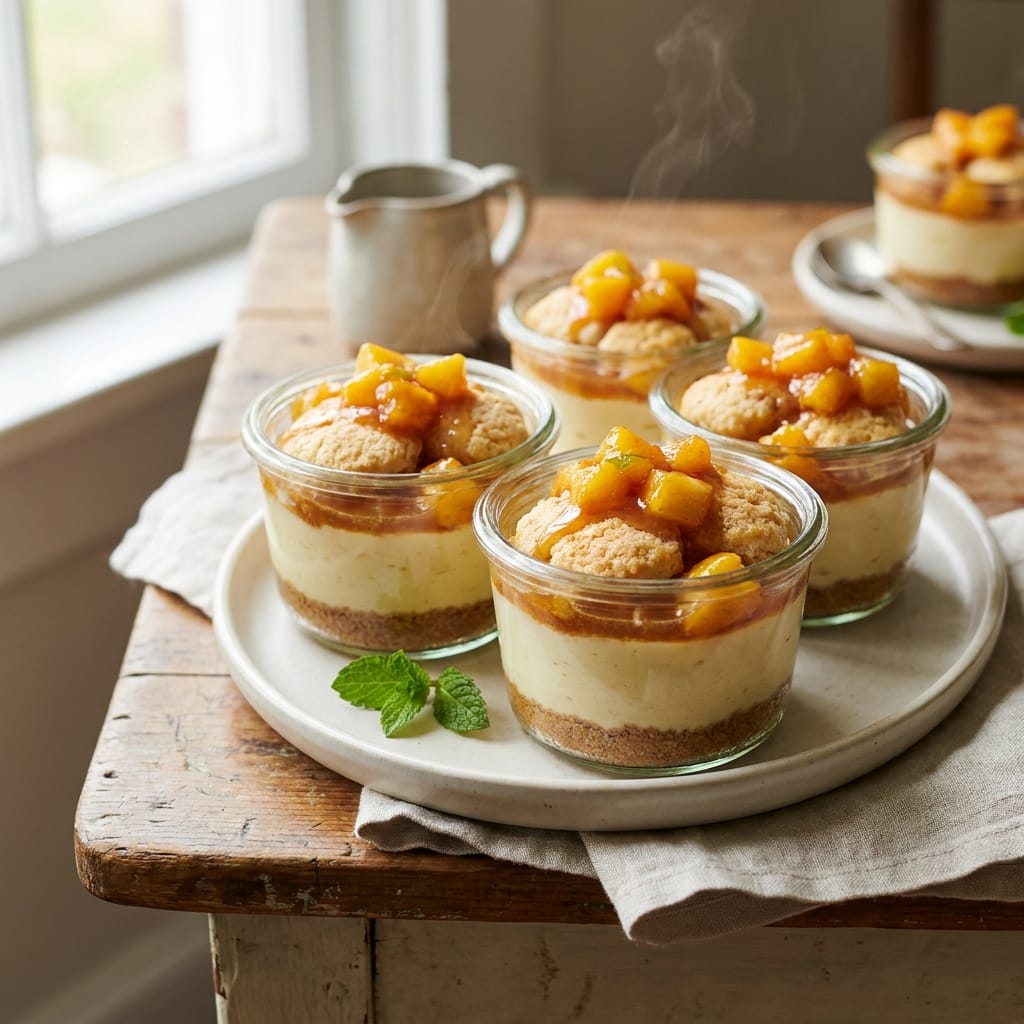 Peach Cobbler Cheesecake Cups (Creamy Southern Summer Dessert)