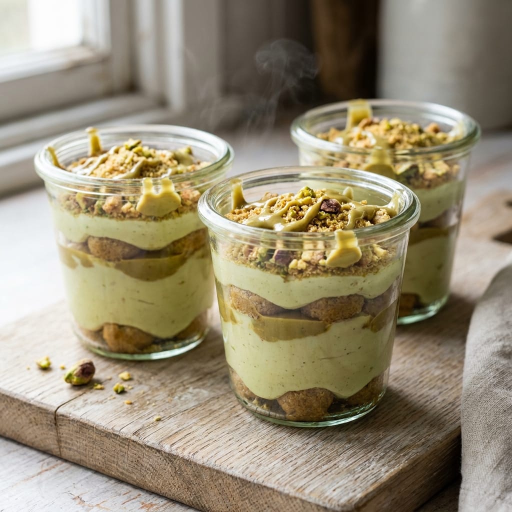 Pistachio Cream Crunch Tiramisu Cups