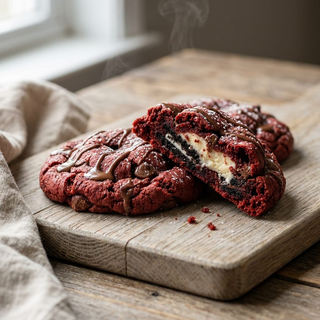 Red Velvet Oreo Cheesecake Stuffed Cookies