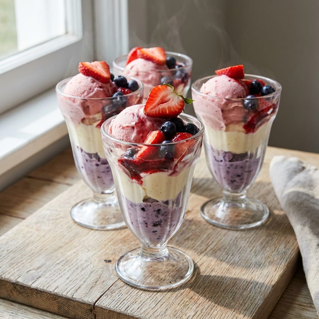 Red & White & Blue Layered Ice Cream Sundae Cups