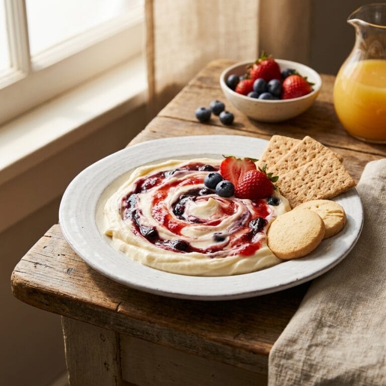 Simple Red, White & Blue Cheesecake Dip for Summer Parties