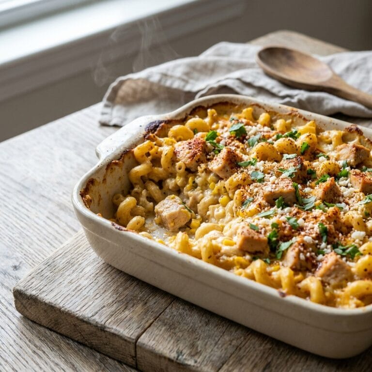 Street Corn Chicken Pasta Bake with TajΓn Crunch