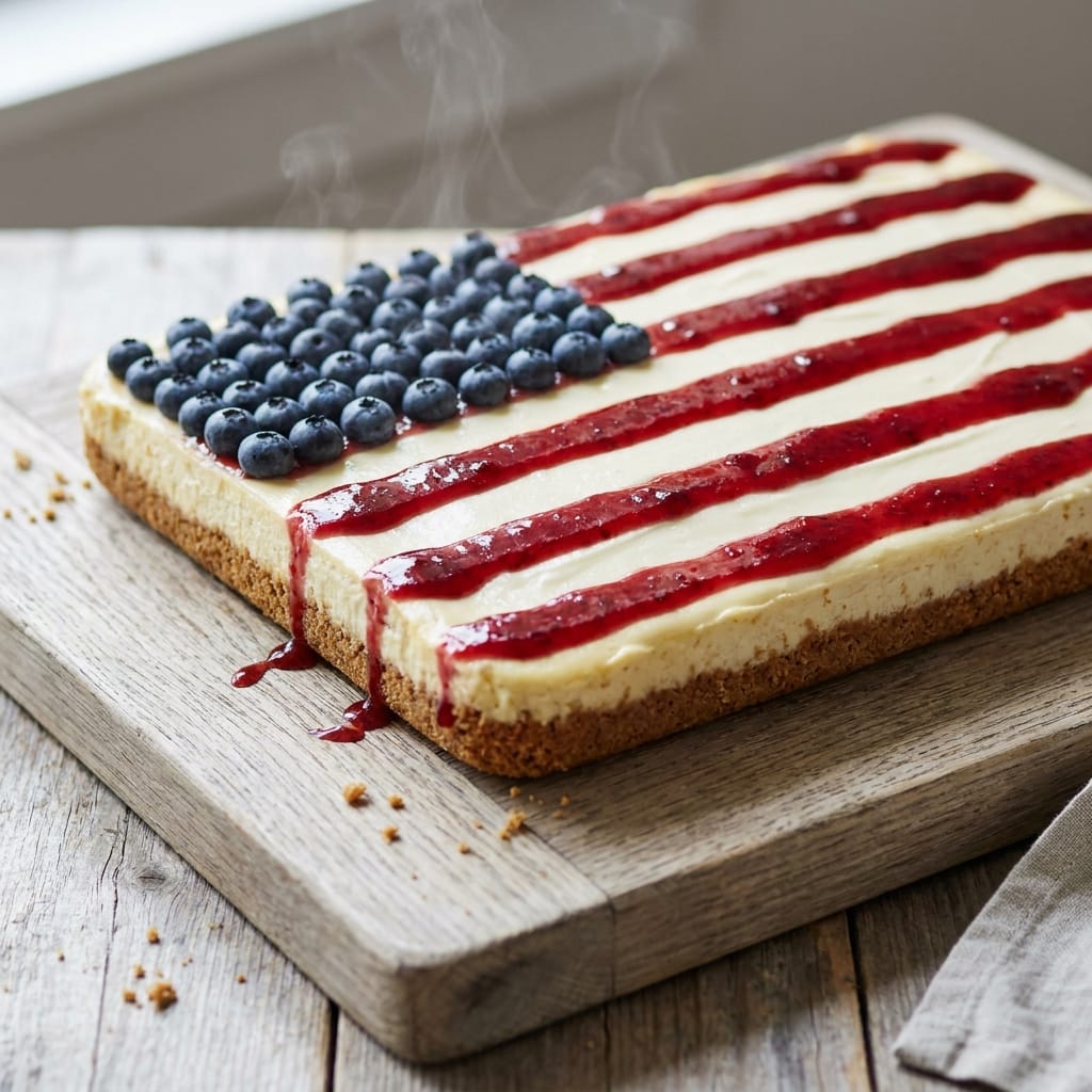 USA Flag Berry Cheesecake Sheet Cake