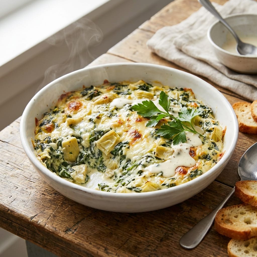 5-Minute Creamy Spinach Artichoke Dip