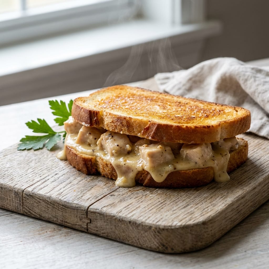 Brown Butter Garlic Chicken Alfredo Toastie