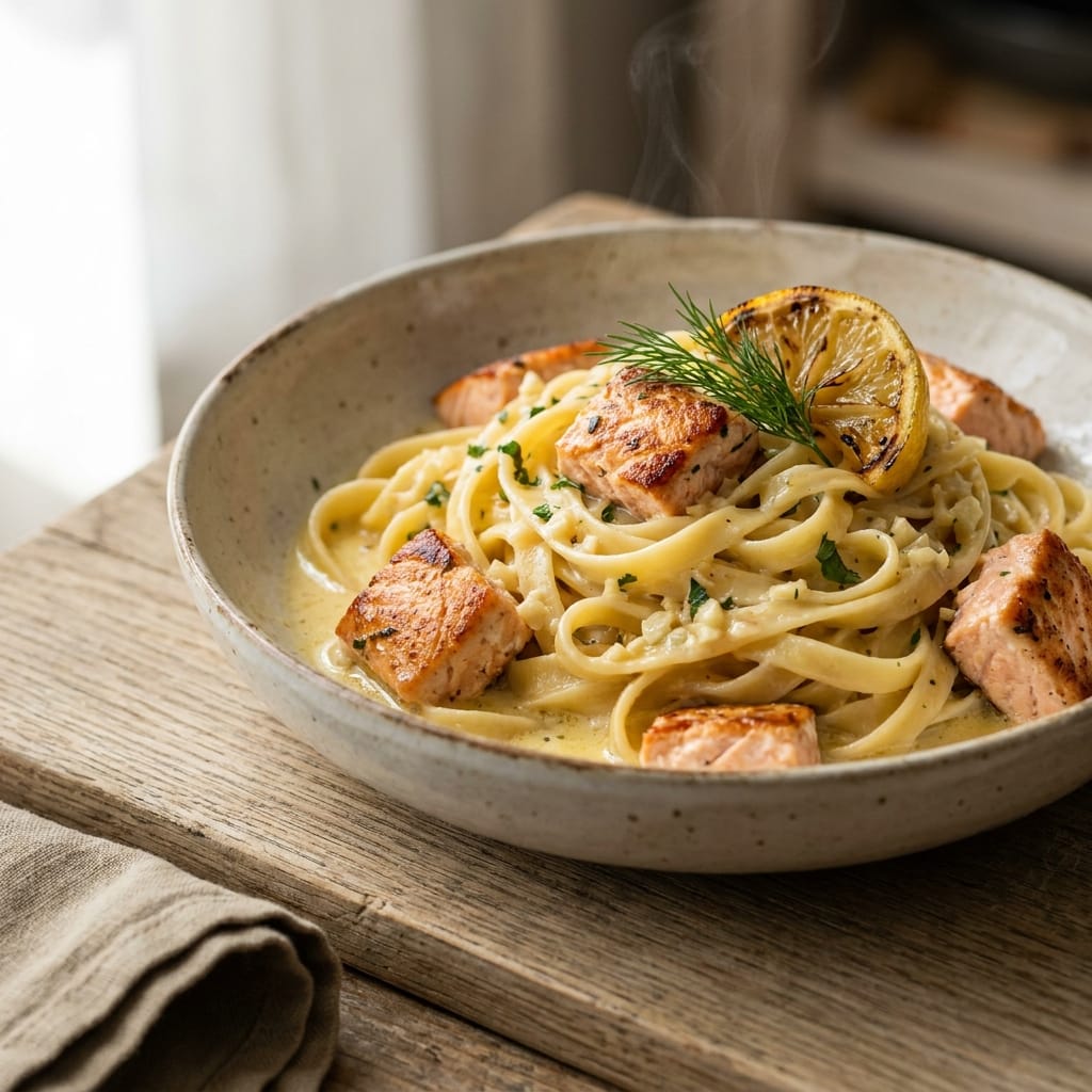 Creamy Lemon Butter Salmon Pasta