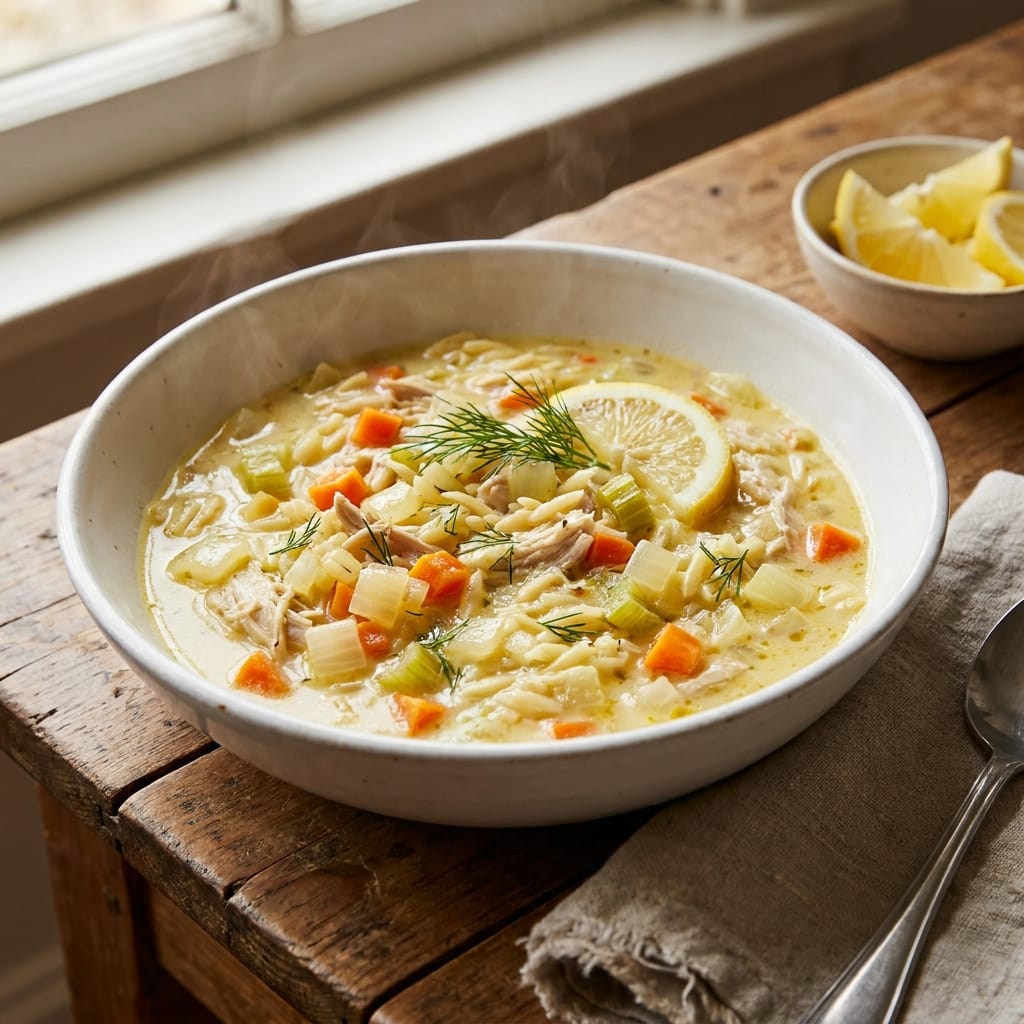 Creamy Lemon Chicken Orzo Soup