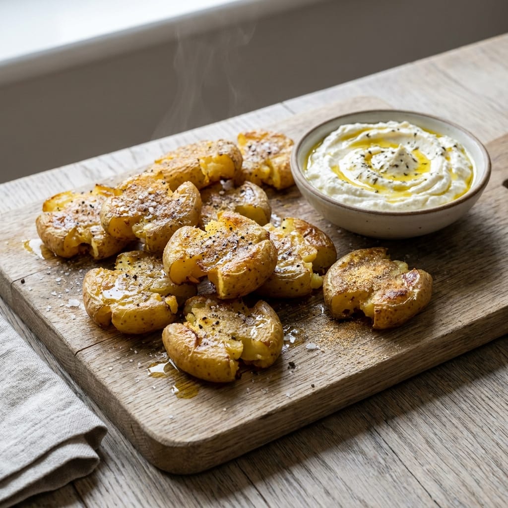 Crispy Smashed Potato Snack Board with Whipped Feta