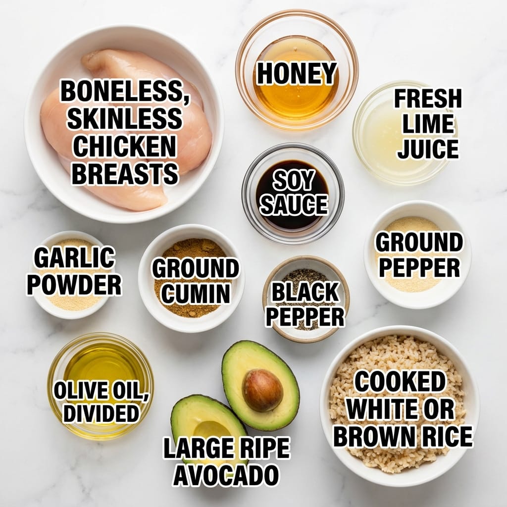 Easy Honey Lime Chicken & Avocado Rice Bowl — High-Protein Weeknight Dinner