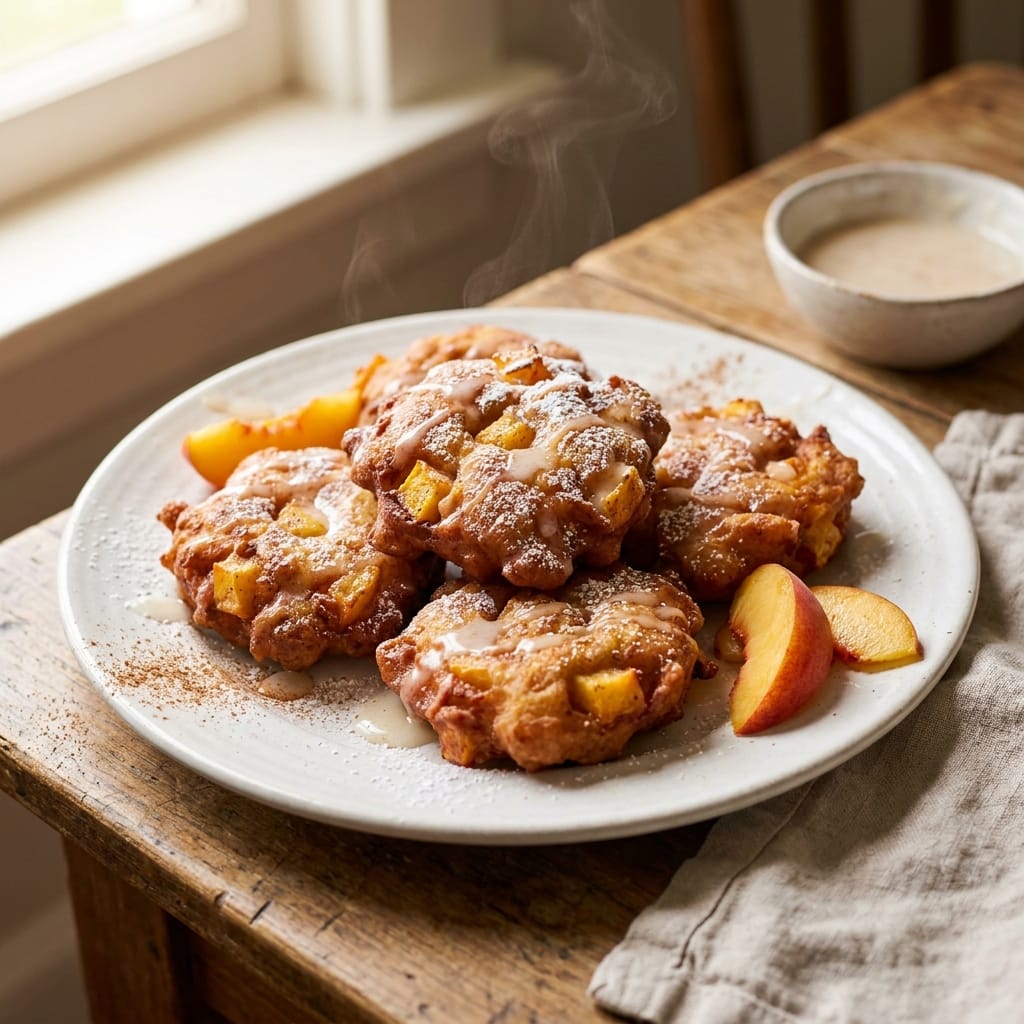 Fresh Peach Fritters 🍑🔥 Crispy, Cinnamon-Spiced & Made with Real Peaches!