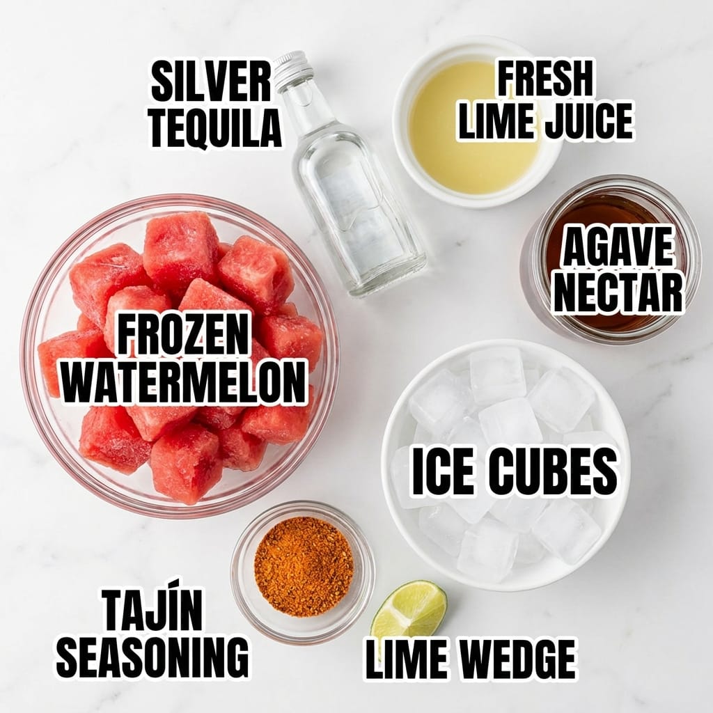 Frozen Watermelon Margarita Slush with Tajín Rim
