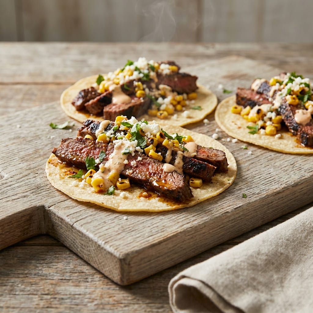 Grilled Elote Steak Tacos