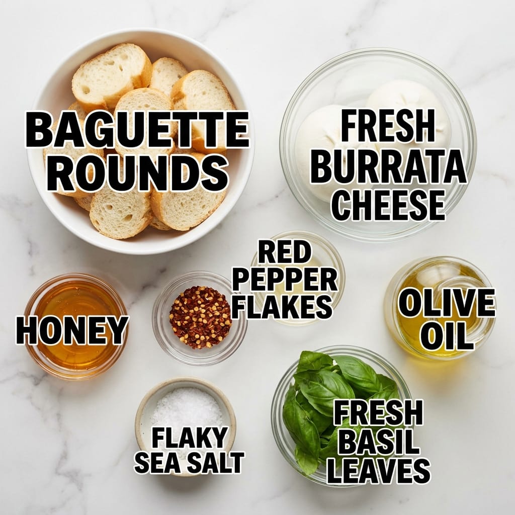 Hot Honey Burrata Toast Bites