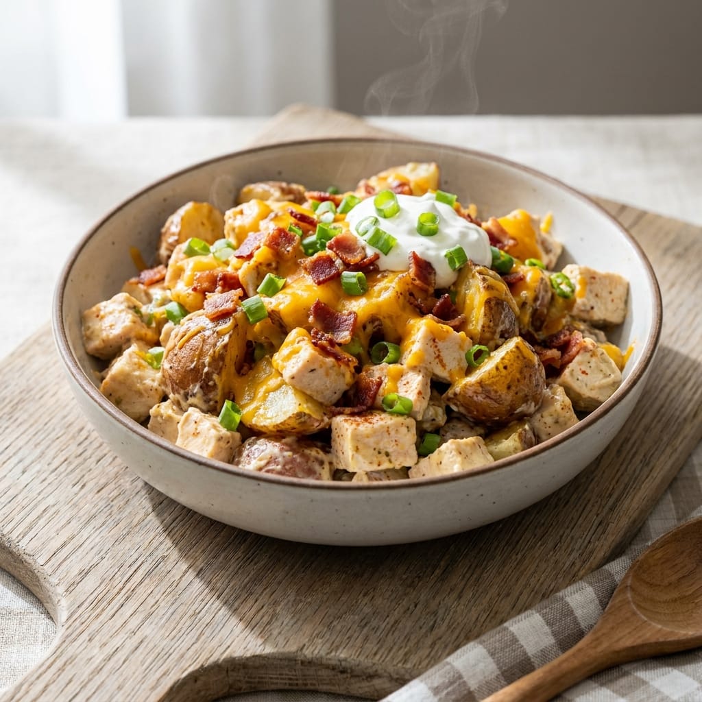 Loaded Baked Potato Chicken Salad Bowl