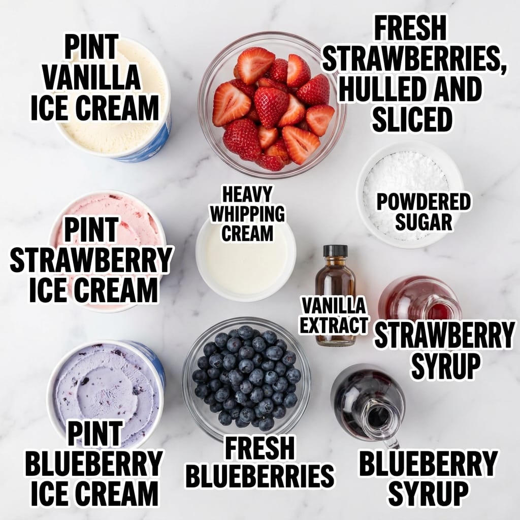 Red & White & Blue Layered Ice Cream Sundae Cups
