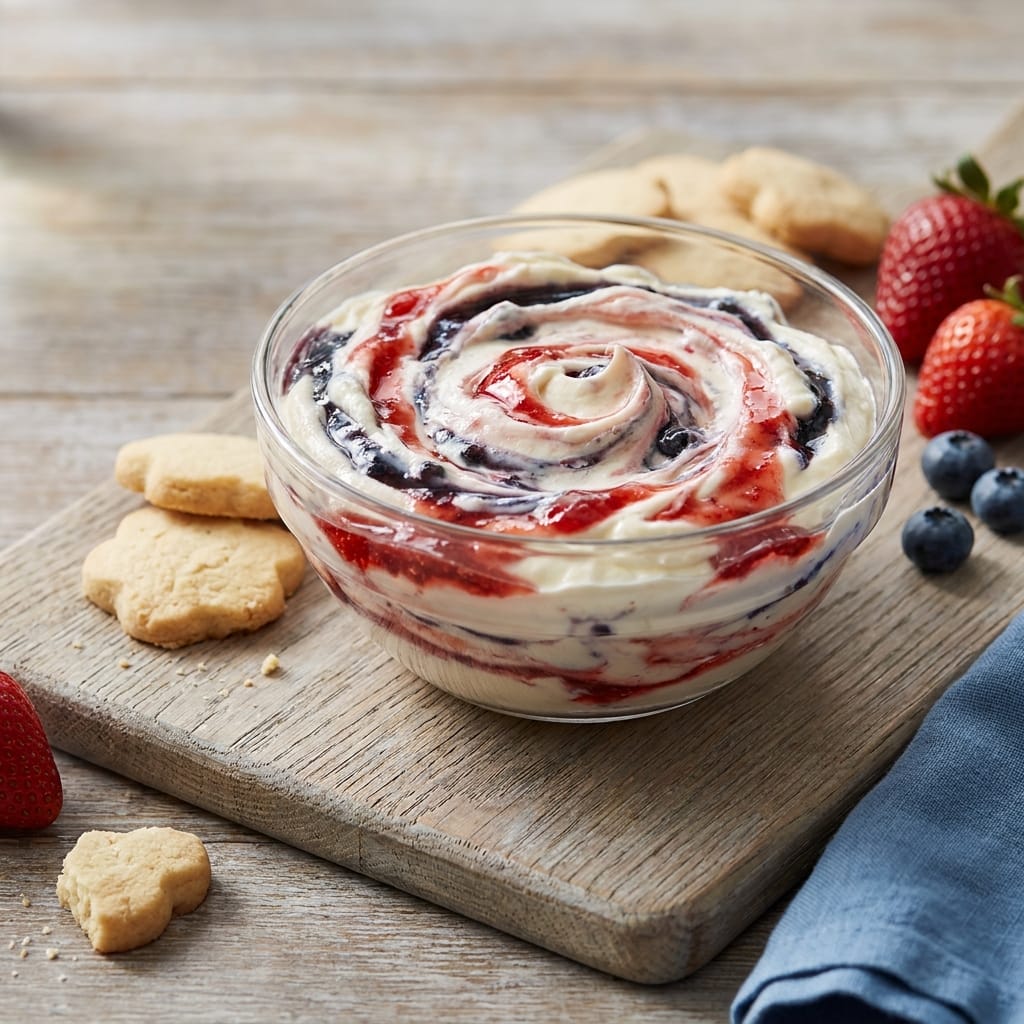Simple Red, White & Blue Cheesecake Dip for Summer Parties