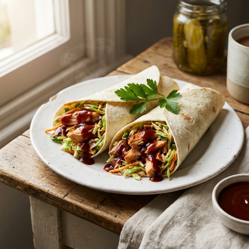 Smoky BBQ Chicken & Crunchy Coleslaw Wraps: A Flavorful Twist!