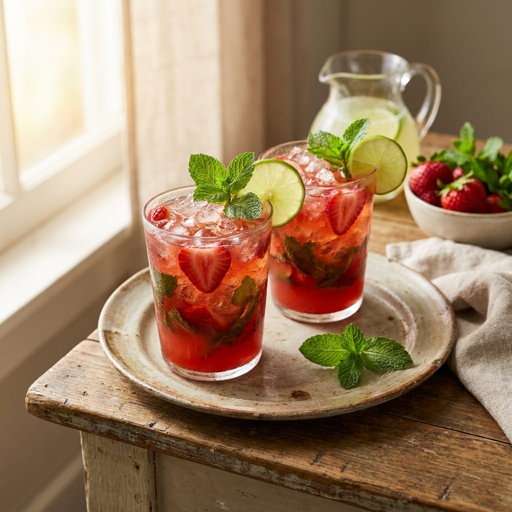 Strawberry Mint Limeade Cooler