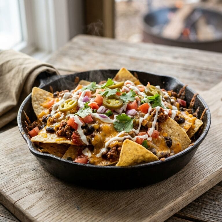 Ultimate Campfire Nachos Loaded with Cheese and Fresh Toppings