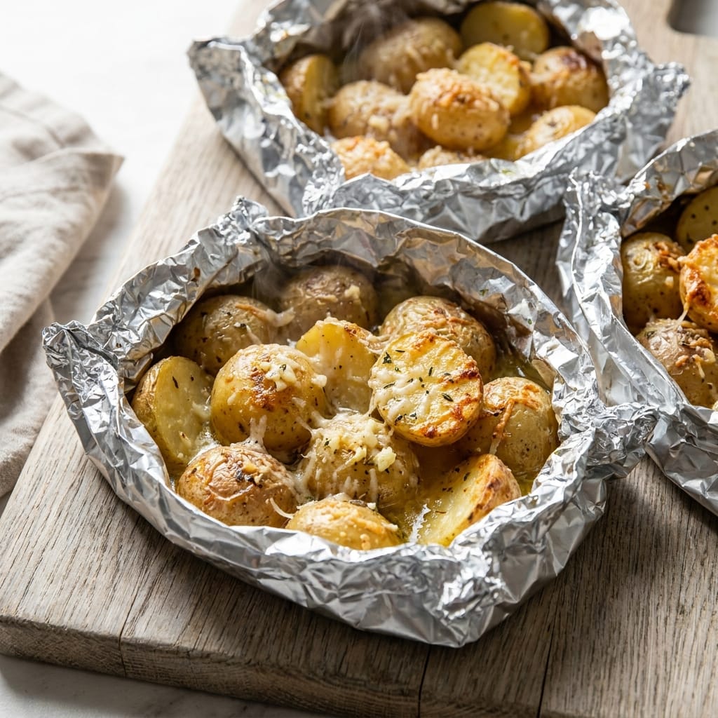 Campfire Garlic Parmesan Potato Foil Packets