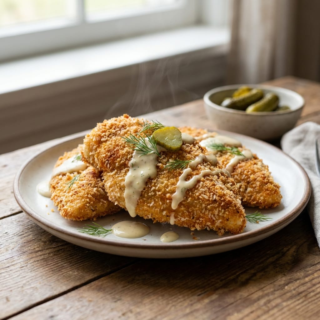 Crispy Dill Pickle Parmesan Chicken