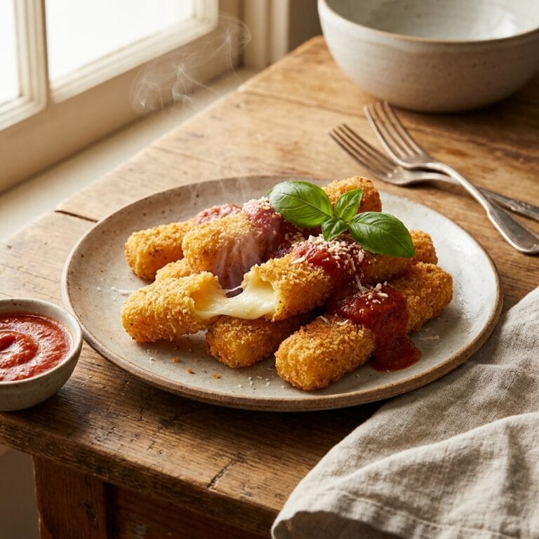 Crispy homemade mozzarella sticks