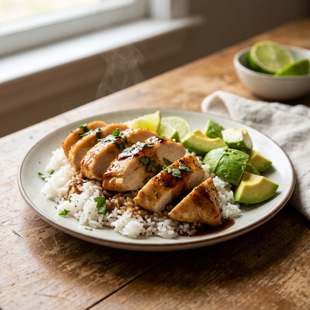 Easy Honey Lime Chicken & Avocado Rice Bowl — High-Protein Weeknight Dinner