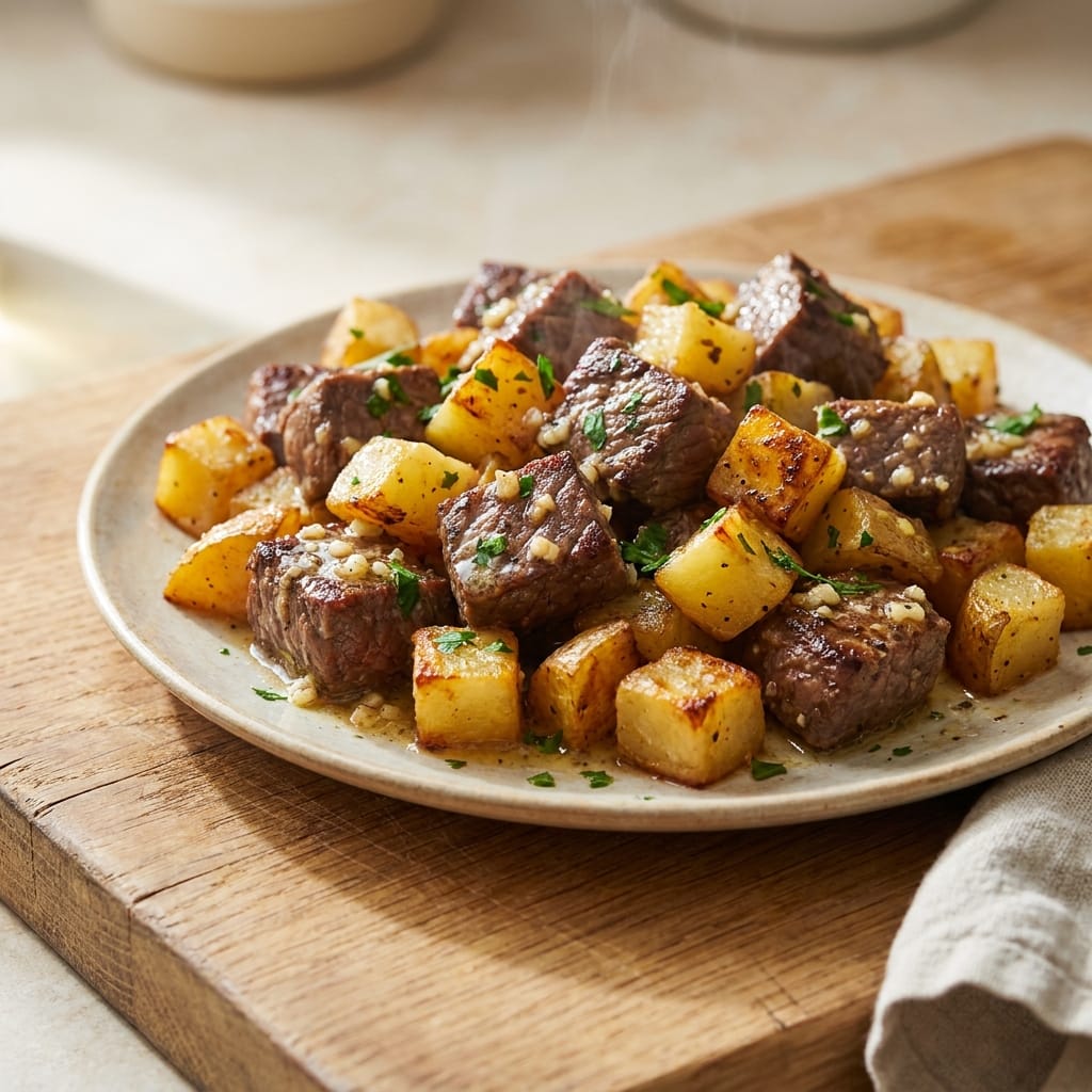 Garlic Butter Beef Bites With Potatoes: Easy Dinner Recipe Ideas