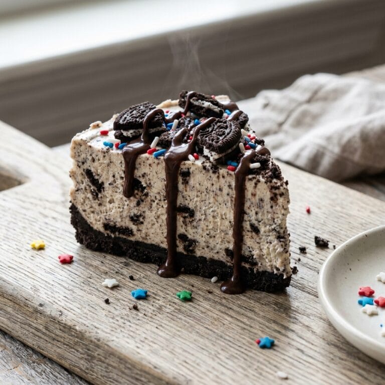 No Bake Fireworks Oreo Cheesecake
