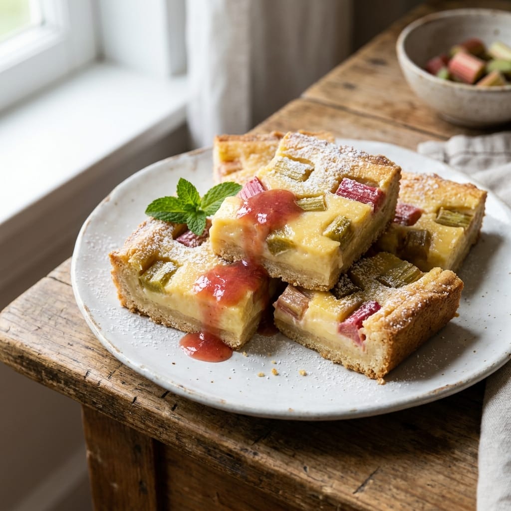 Rhubarb Custard Bars - Easy Dessert Recipe