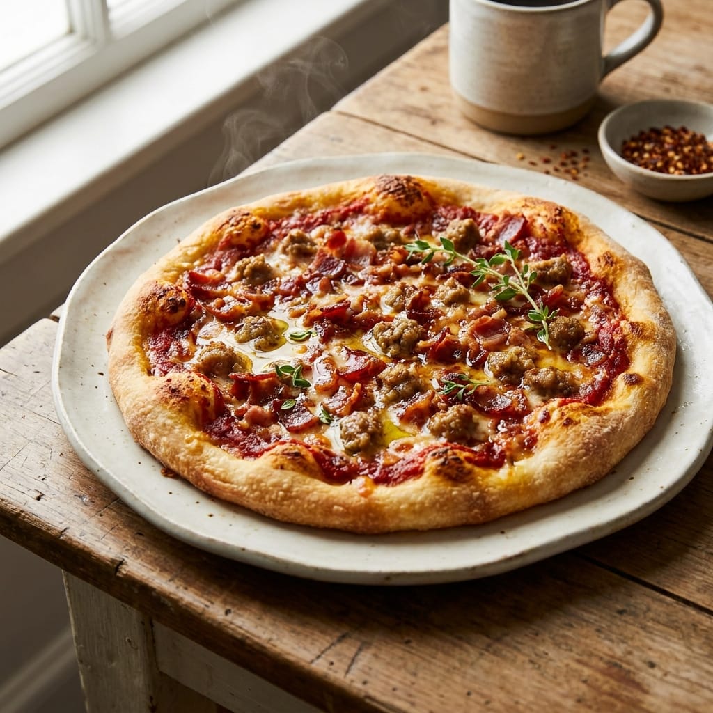 Sizzling Breakfast Pizza: A Morning Delight Loaded with Flavor!