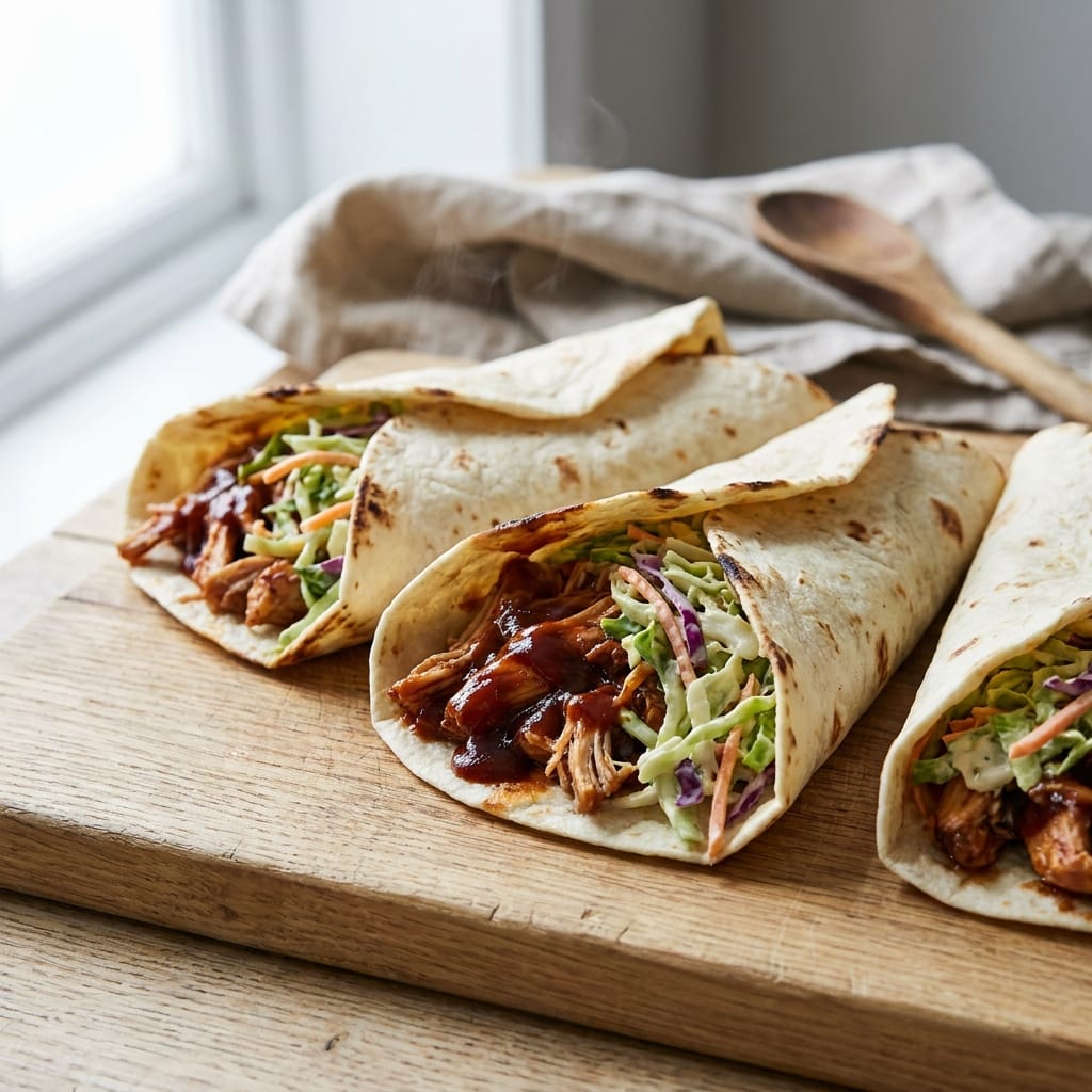 Smoky BBQ Chicken & Crunchy Coleslaw Wraps: A Flavorful Twist!