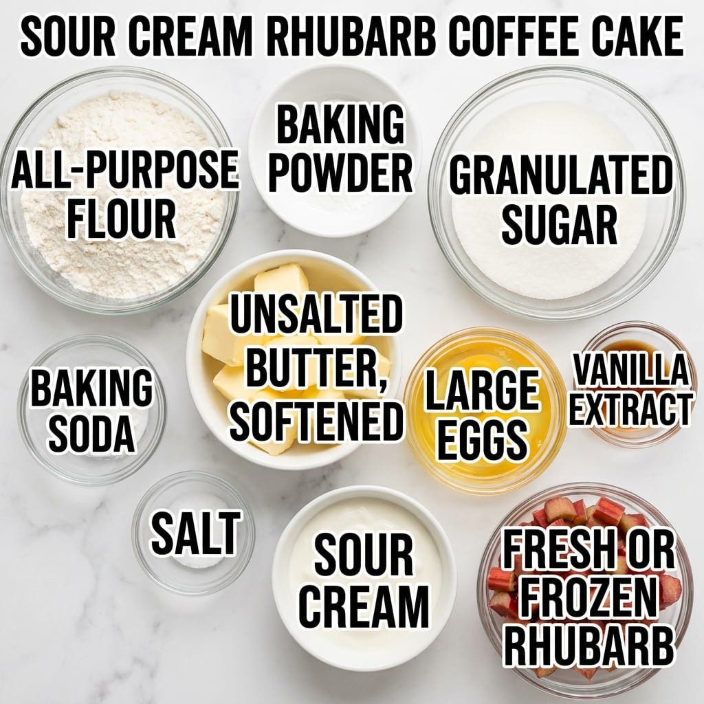 Sour Cream Rhubarb Coffee Cake