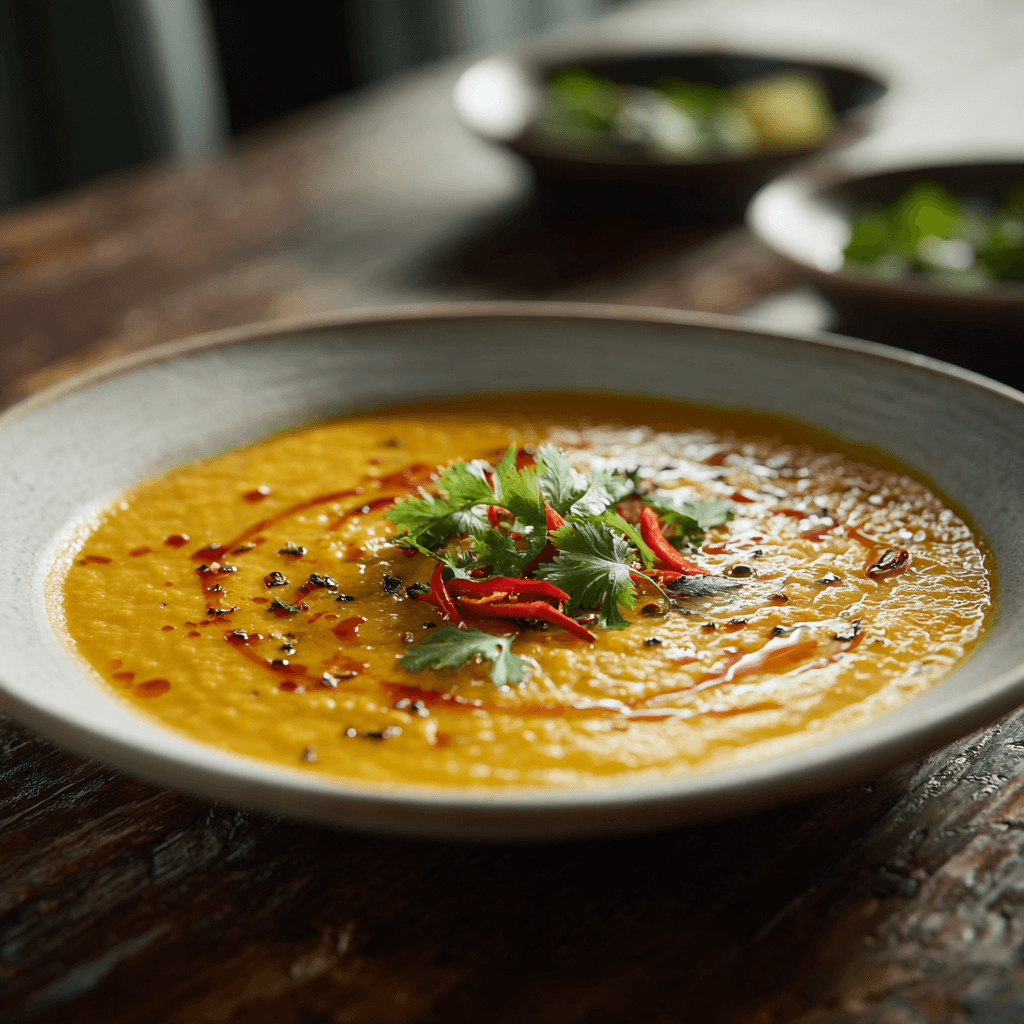 Spicy Red Lentil Coconut Soup