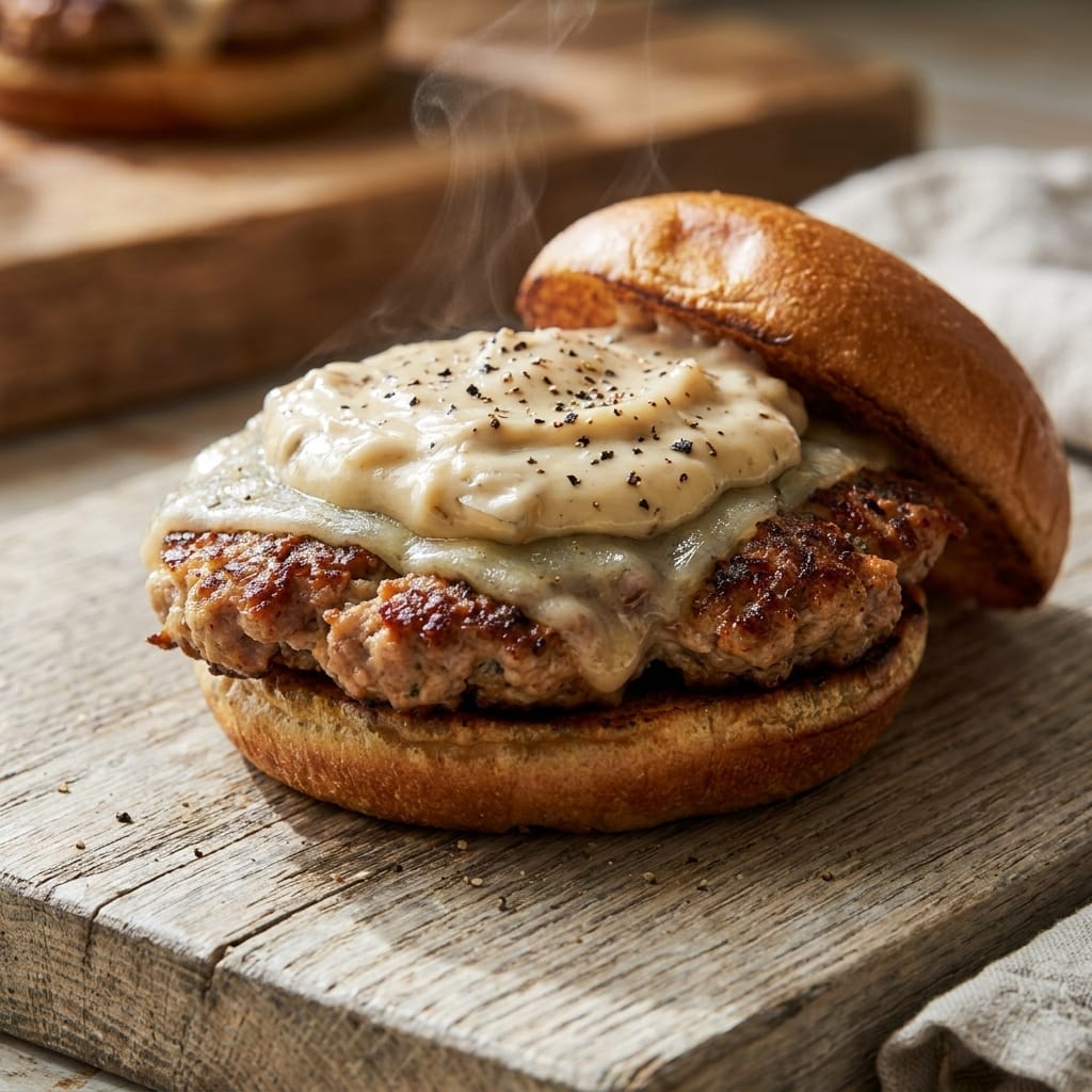 Turkey Smash Burgers with Caramelized Onion Aioli