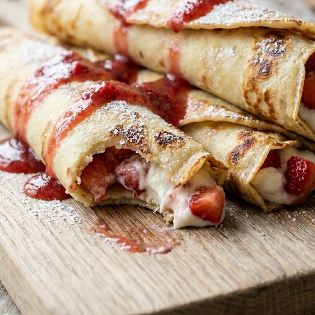 Strawberry Cream Cheese Stuffed Pancake Rolls