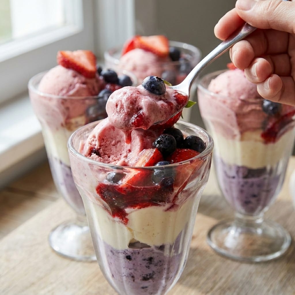 Red & White & Blue Layered Ice Cream Sundae Cups