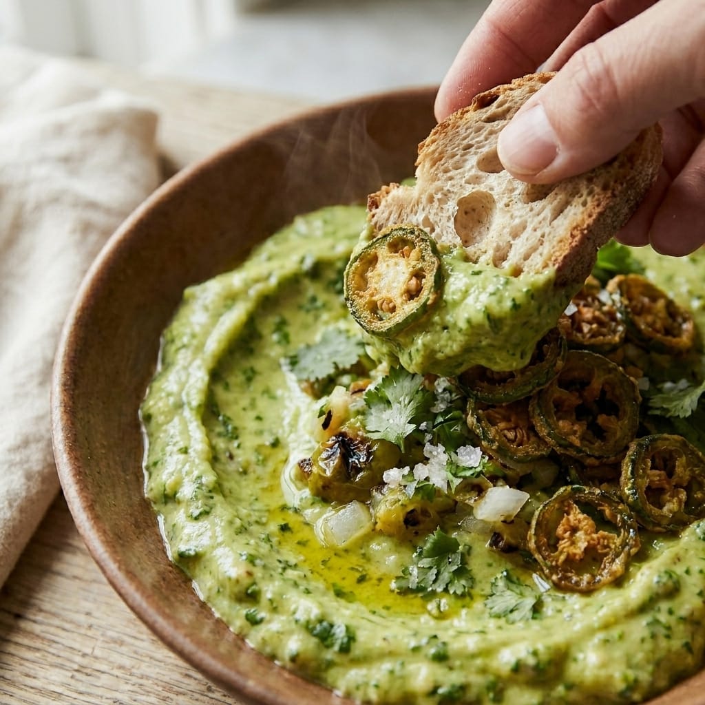 Creamy Avocado Salsa Verde with Crispy Jalapeño Topping