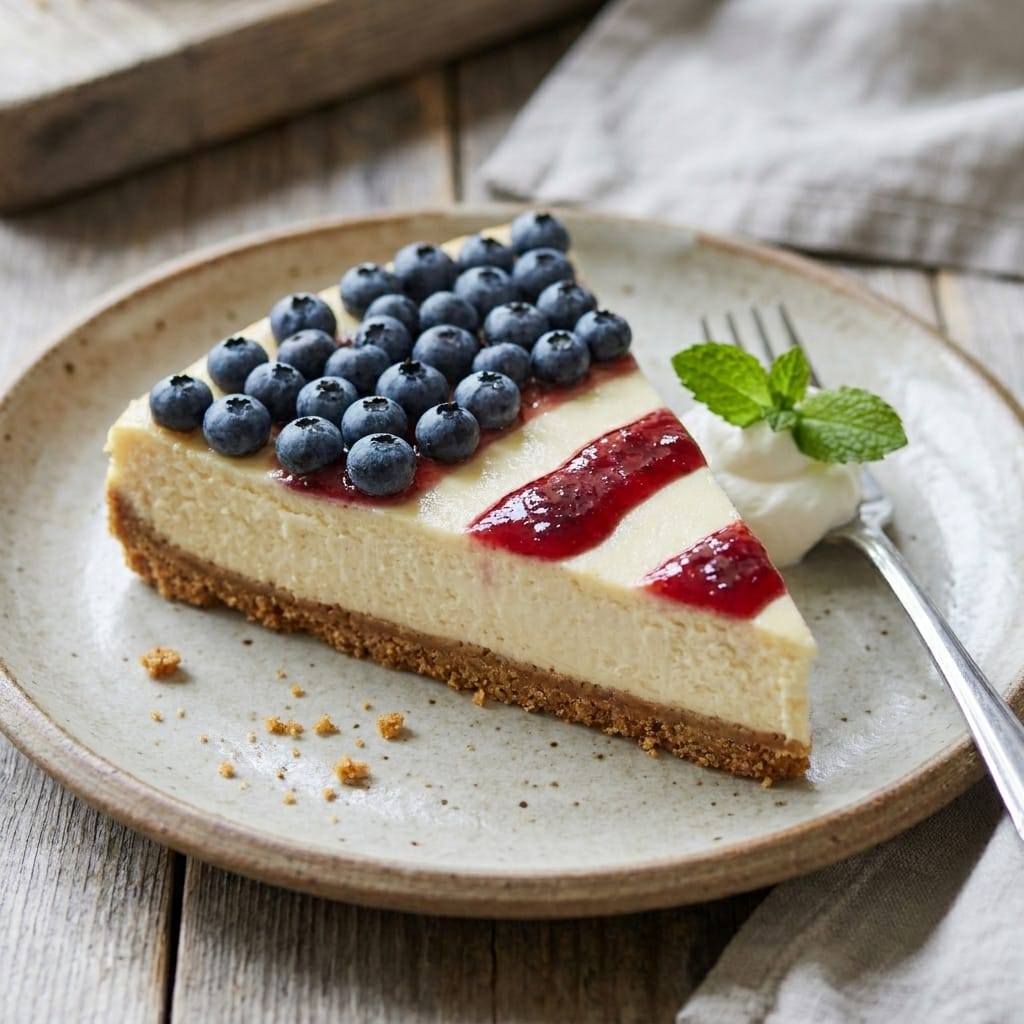 USA Flag Berry Cheesecake Sheet Cake