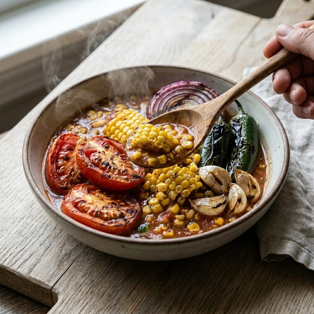 Fire-Roasted Homemade Salsa with Charred Corn